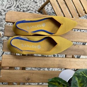Rothy's Mustard Flats with Cobalt Trim